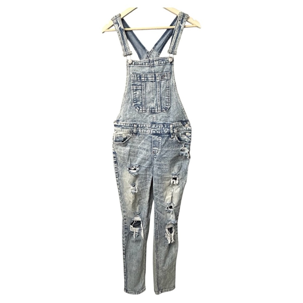 Bootlegger Distressed Denim Overalls Size Small
